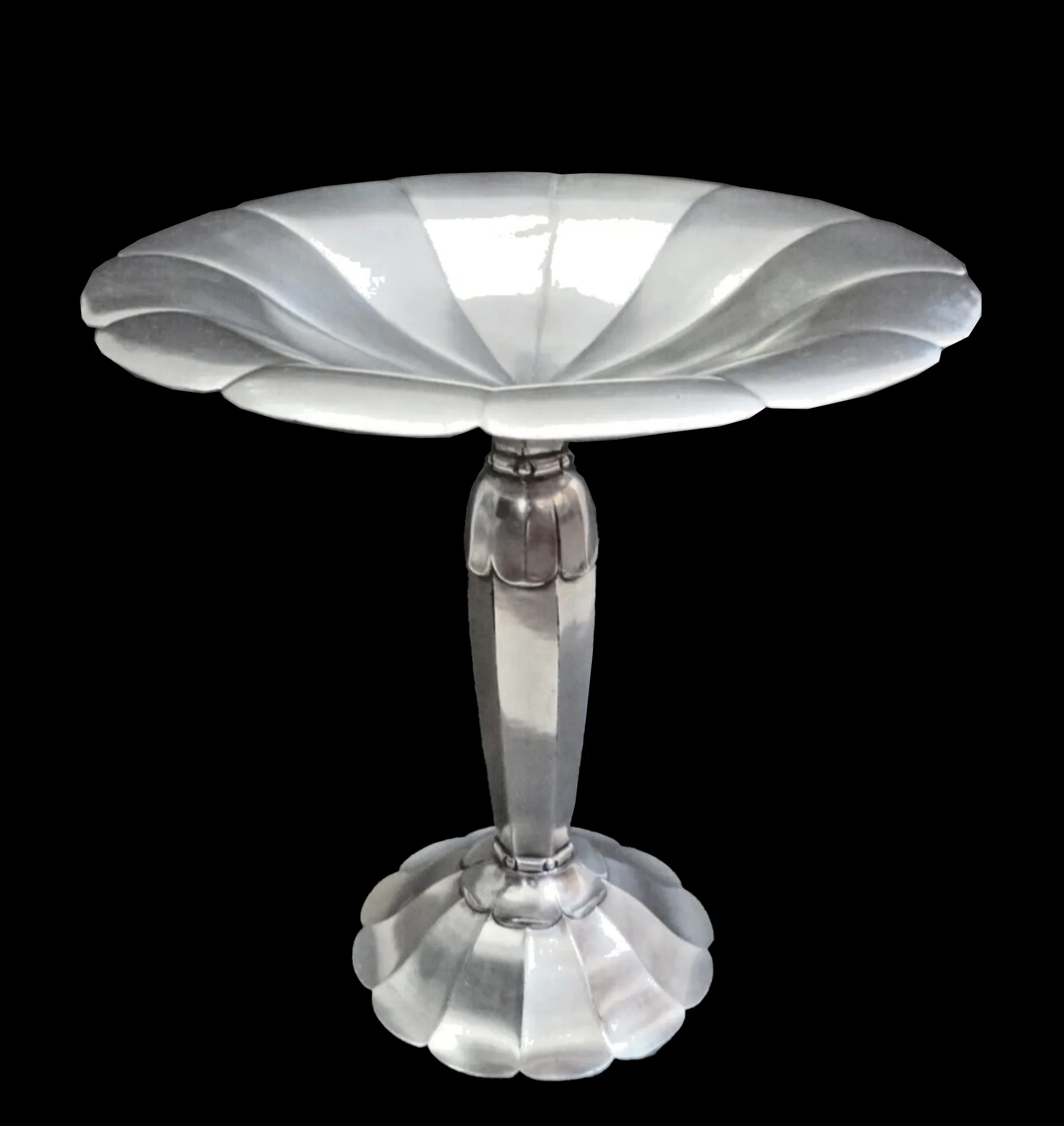Grande Coupe sur pied m&eacute;tal argent&eacute; Sue et Mare Gallia