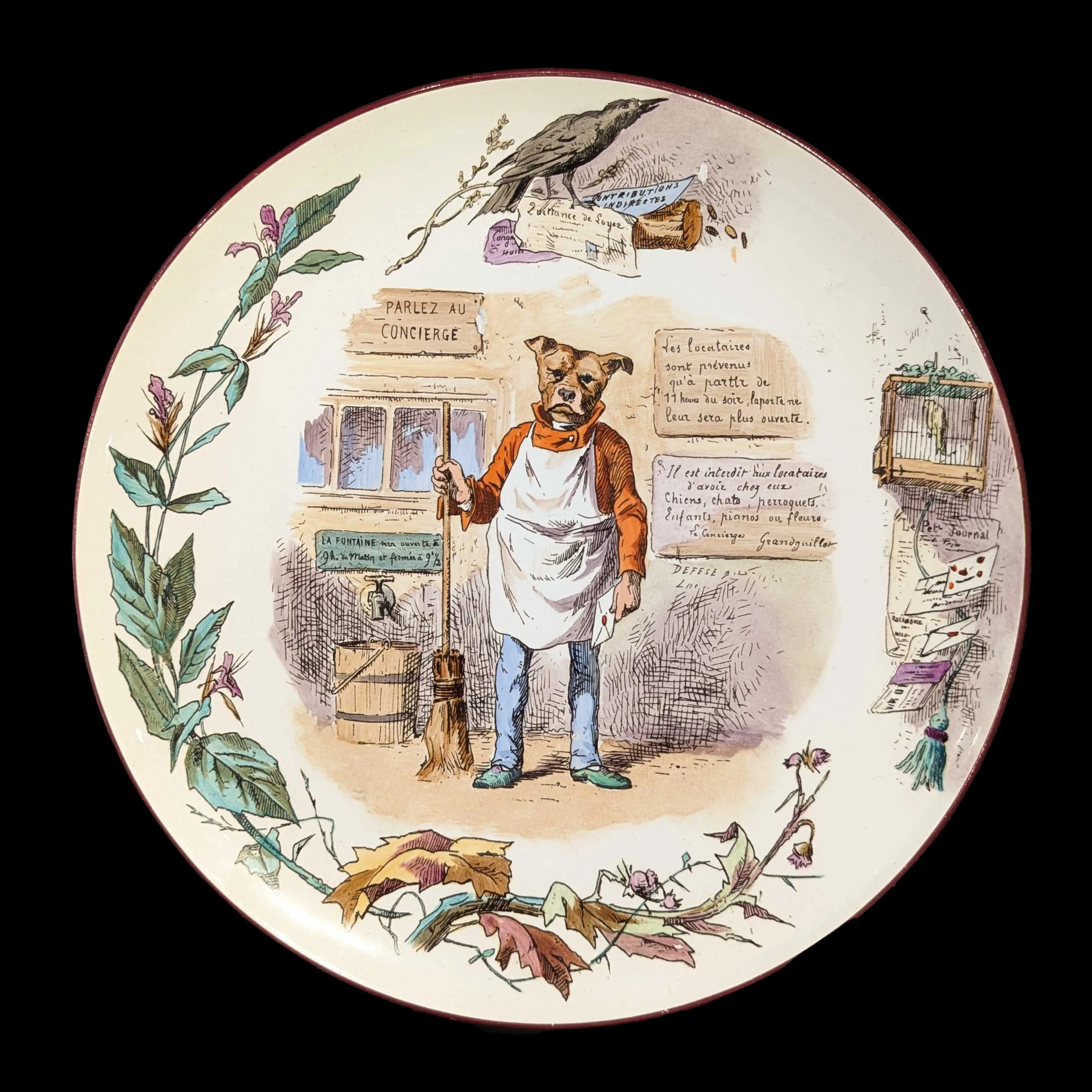 Assiette de la s&eacute;rie "Coupe Parisienne", manufacture Vieillard, fa&iuml;ence, vers 1870